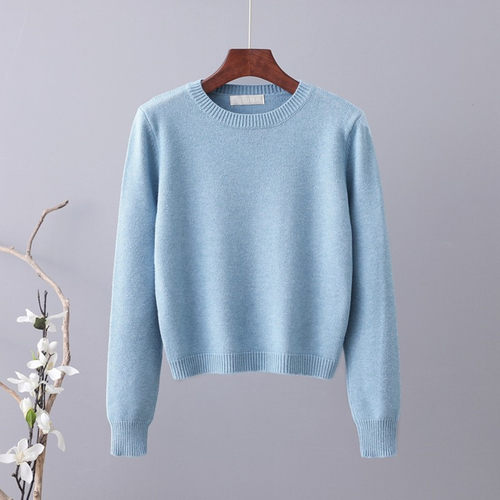 秋冬短款针织毛衣打底衫圆领上衣