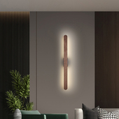 中古风胡桃木实木壁灯卧室床头灯极简一字长条客厅背景墙过道壁灯