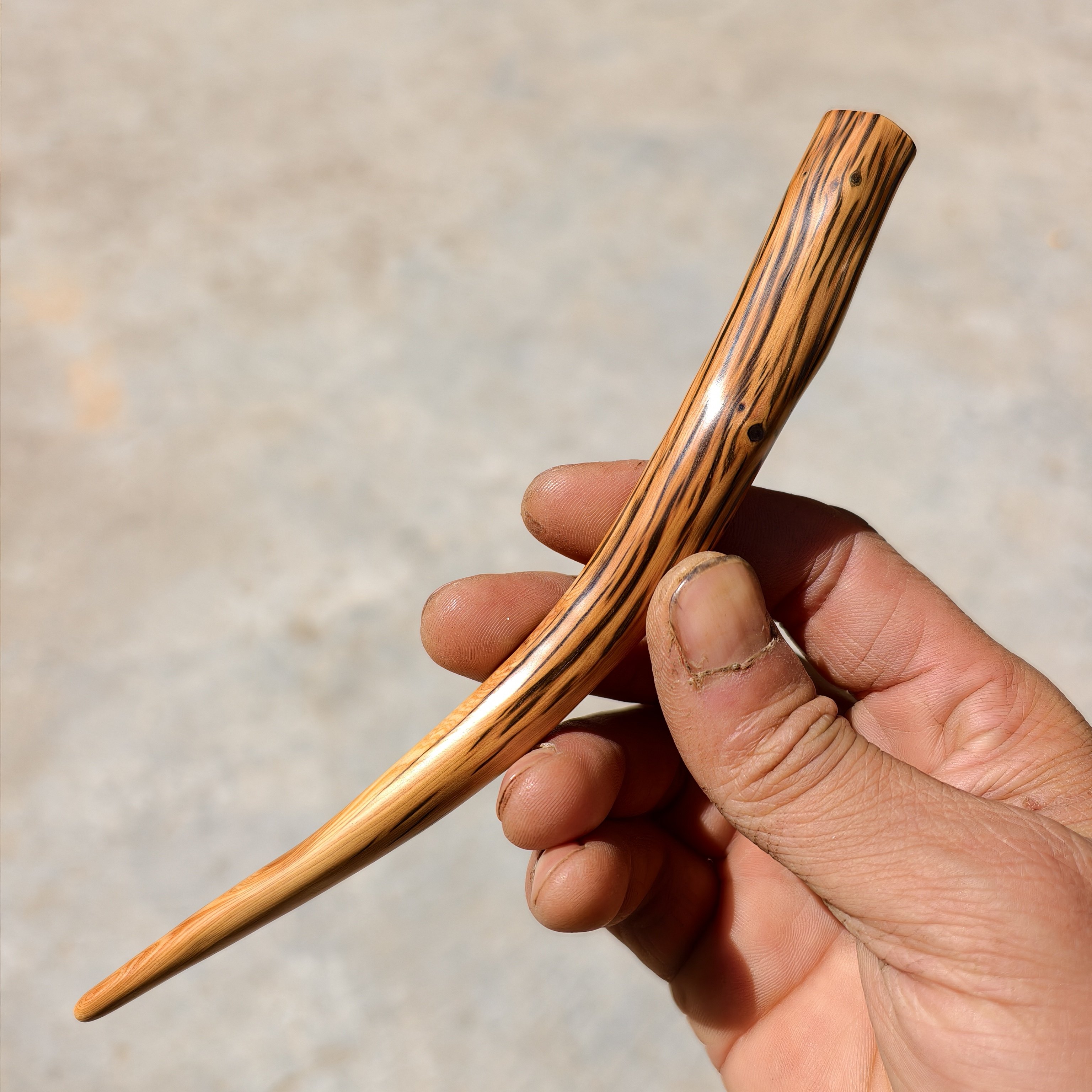 守一孤品◆崖柏树枝发簪虎皮纹手工新中式禅意极简风日常木簪子