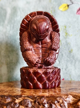守一孤品《龟仙人悟道》小叶紫檀小摆件手工雕刻手把件桌面木雕
