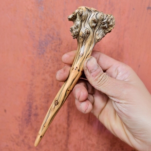 崖柏发簪粗款瘤疤花随型手工发量大古朴野趣古风新中式汉服木簪子