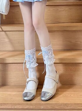 甜美日系袜子lolita蕾丝花边少女小腿袜可爱百搭白色jk韩版学院