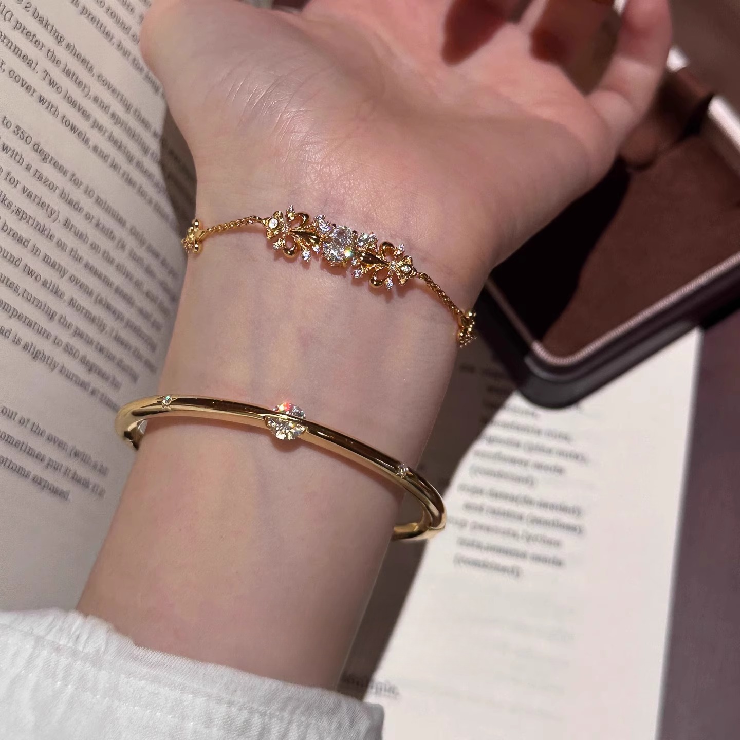 vintager爆闪雪花手链女叠戴