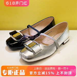 正品千百度女鞋2025春新款简约粗跟低跟方头时尚单鞋A25182307