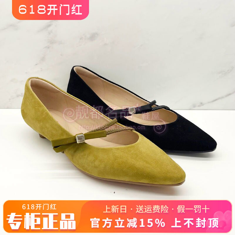 正品KISS CAT/接吻猫女鞋2026春新款细跟尖头低跟单鞋K76124A-10