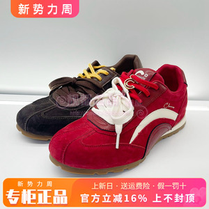 正品千百度女鞋2026春新款德训休闲百搭时尚系带单鞋A26106212
