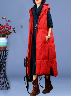 2025巨好看的羽绒服马甲女冬中长款90白鸭绒洋气大码显瘦保暖外套