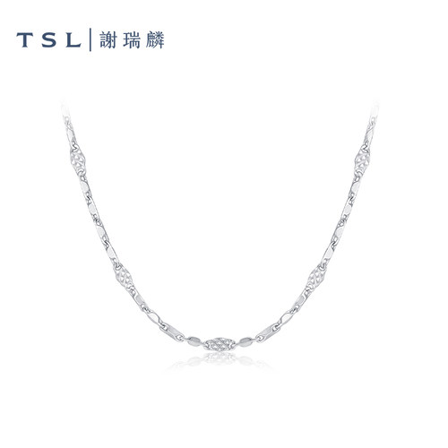 TSL谢瑞麟铂金项链简约Pt铂金素链新品女士锁骨链BF472