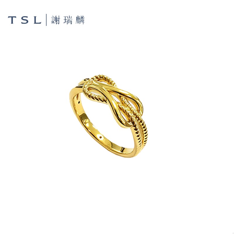 【活动】TSL谢瑞麟黄金戒指5D足金工艺几何链条设计足金戒指XR727