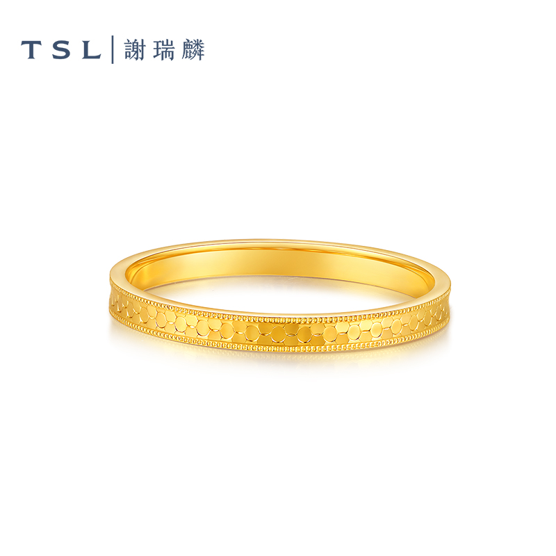 TSL谢瑞麟黄金戒指镜面金5G工艺足金指环计价黄金新品女士XQ715