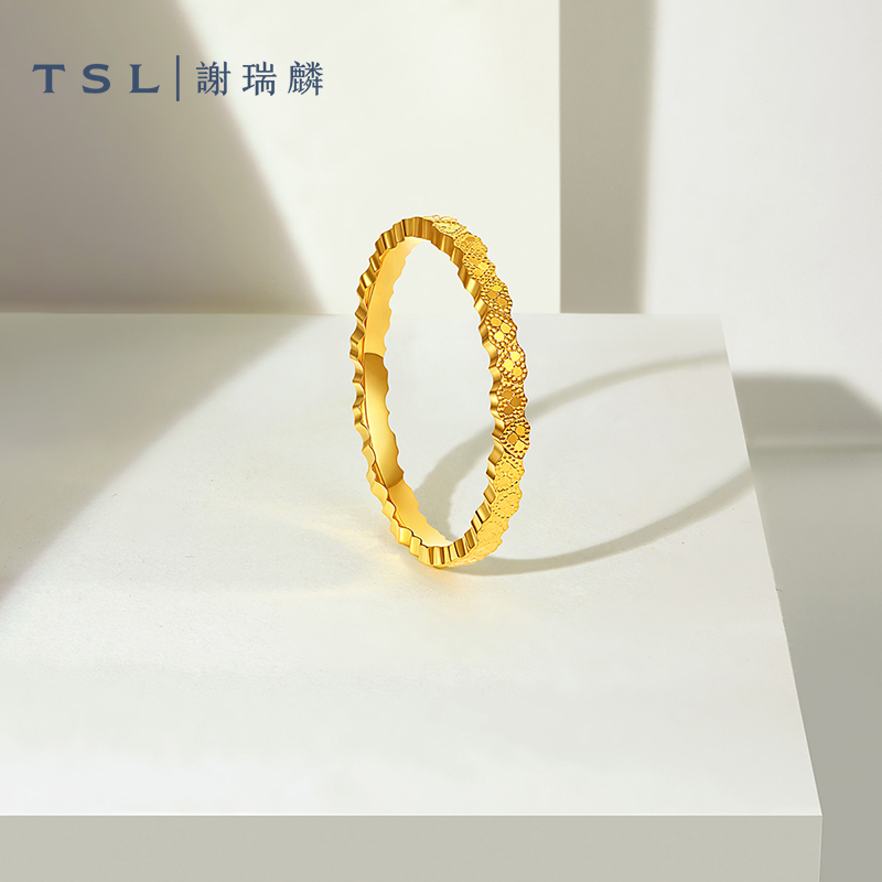TSL谢瑞麟黄金戒指爱心足金指环5G足金工艺金戒指新品XQ954