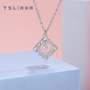 TSL谢瑞麟铂金时尚 BF519 系列铂金项链pt950菱形项链女士新品