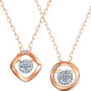 【百亿补贴】情人节TSL谢瑞麟舞动系列18k金菱形圆形钻石项链BC80