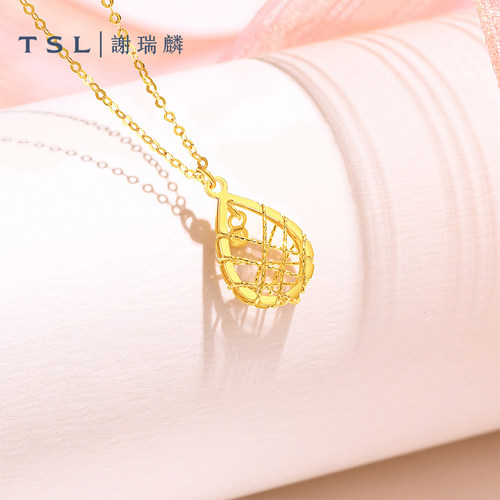 TSL谢瑞麟18K金项链K黄K金水滴套链女士新品BF589