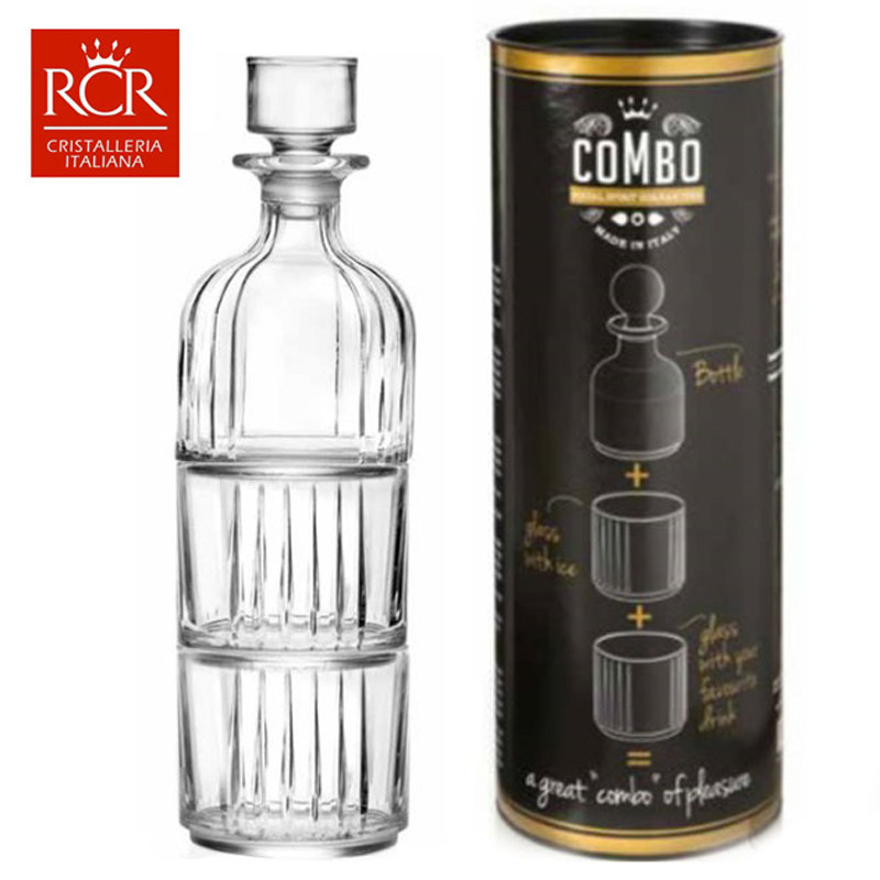 意大利RCR水晶玻璃创意威士忌杯套装酒瓶洋酒杯烈酒杯子三件套