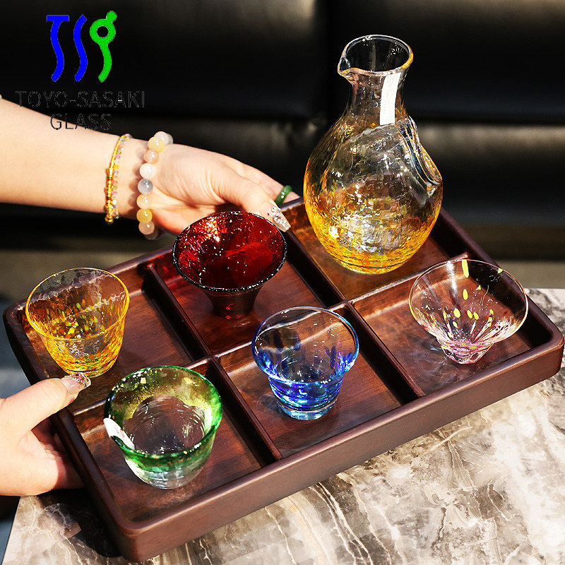 日本进口东洋佐佐木手工玻璃清酒杯冷酒壶果酒米酒烧酒杯子套装