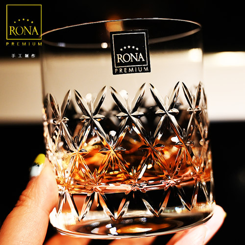 捷克Rona手工雕刻威士忌酒杯