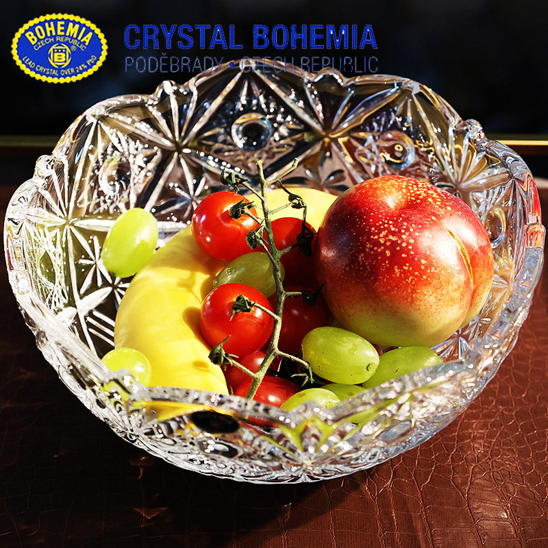 捷克进口BOHEMIA水晶玻璃创意家用水果盘果斗果盆客厅茶几果盘子