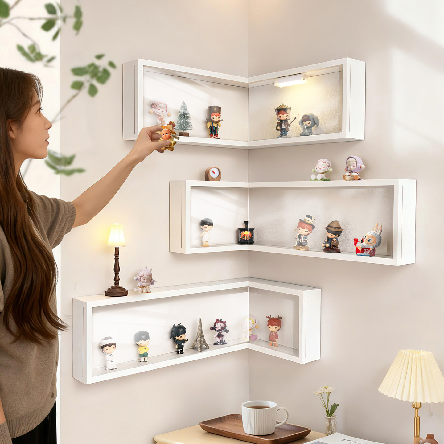 国补盲盒收纳展示架小野萌粒手办挂墙小收纳盒免打孔带防尘置物架,收纳整理,手办收纳盒,淘宝优惠券,粉丝福利购,淘宝优惠卷