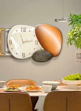 时来运转电表箱装饰画 画带钟表推拉配电开 关盒遮挡挂画 画简约