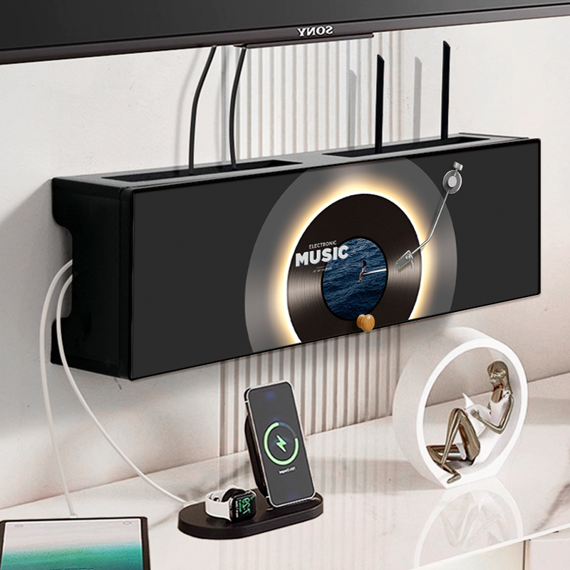 唱片路由器放置架免打孔遮丑装饰