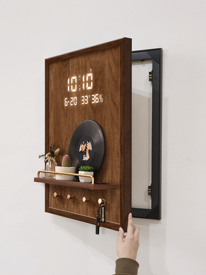 覆古竖版电表箱装饰画电子时钟电闸开关盒遮挡配电箱置物遮丑挂画