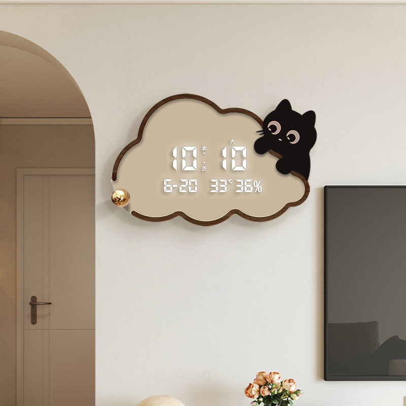 客厅云朵挂钟亚克力电子数字时钟