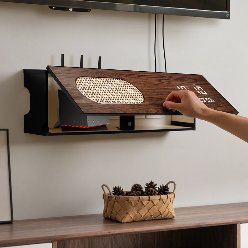 复古路由器放置架万年历电子钟