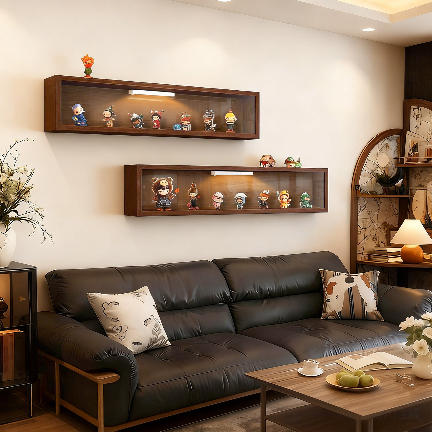 国补盲盒收纳展示架中古风手办展示柜创意方形木质展示盒防尘架子,收纳整理,整理架/置物架/收纳架,淘宝优惠券,粉丝福利购,淘宝优惠卷