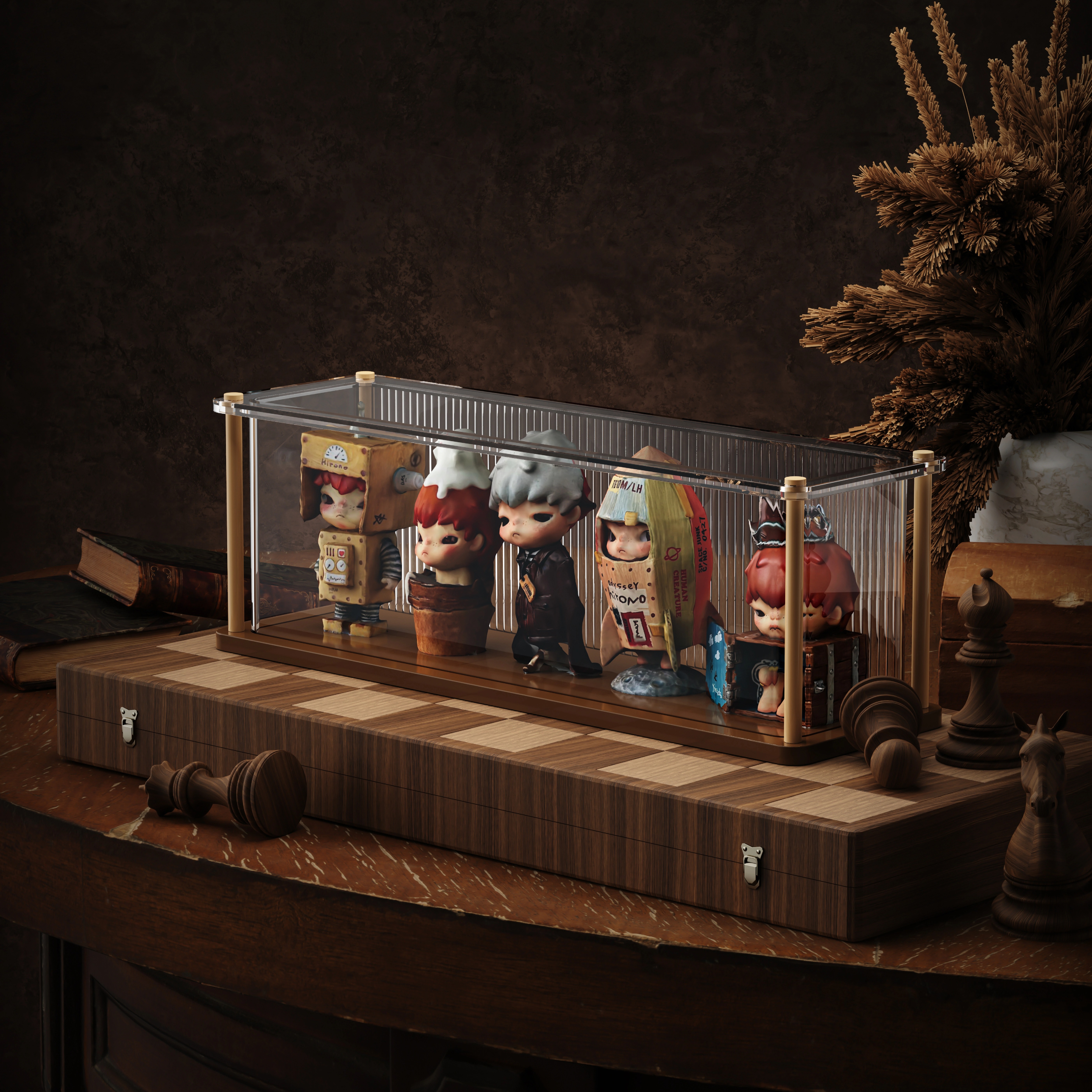 泡泡玛特桌面展示盒场景布置