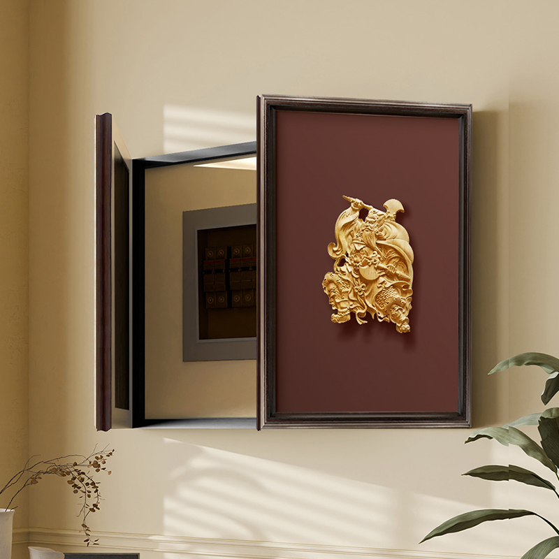 中古风电表箱装饰画法式复古双开门开关配电箱遮挡画立体财神挂画图片
