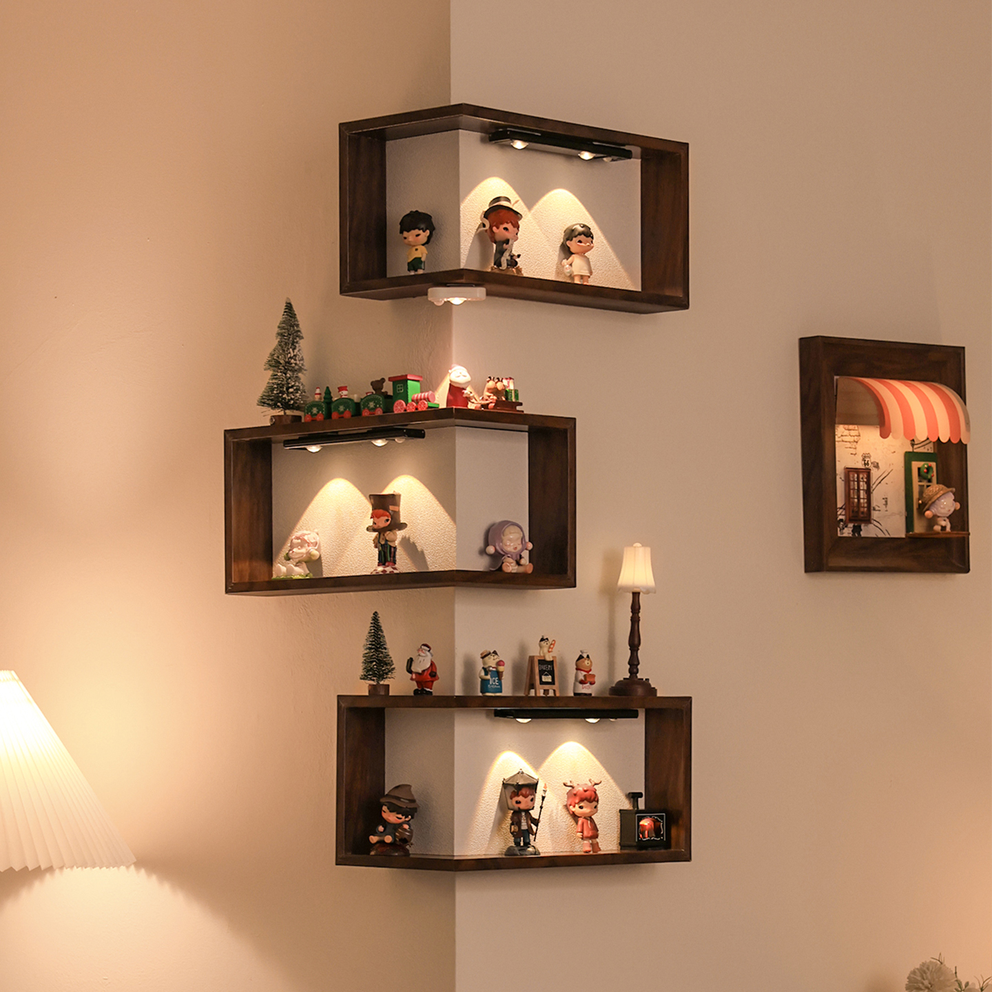 萌粒盲盒收纳转角置物架展示架