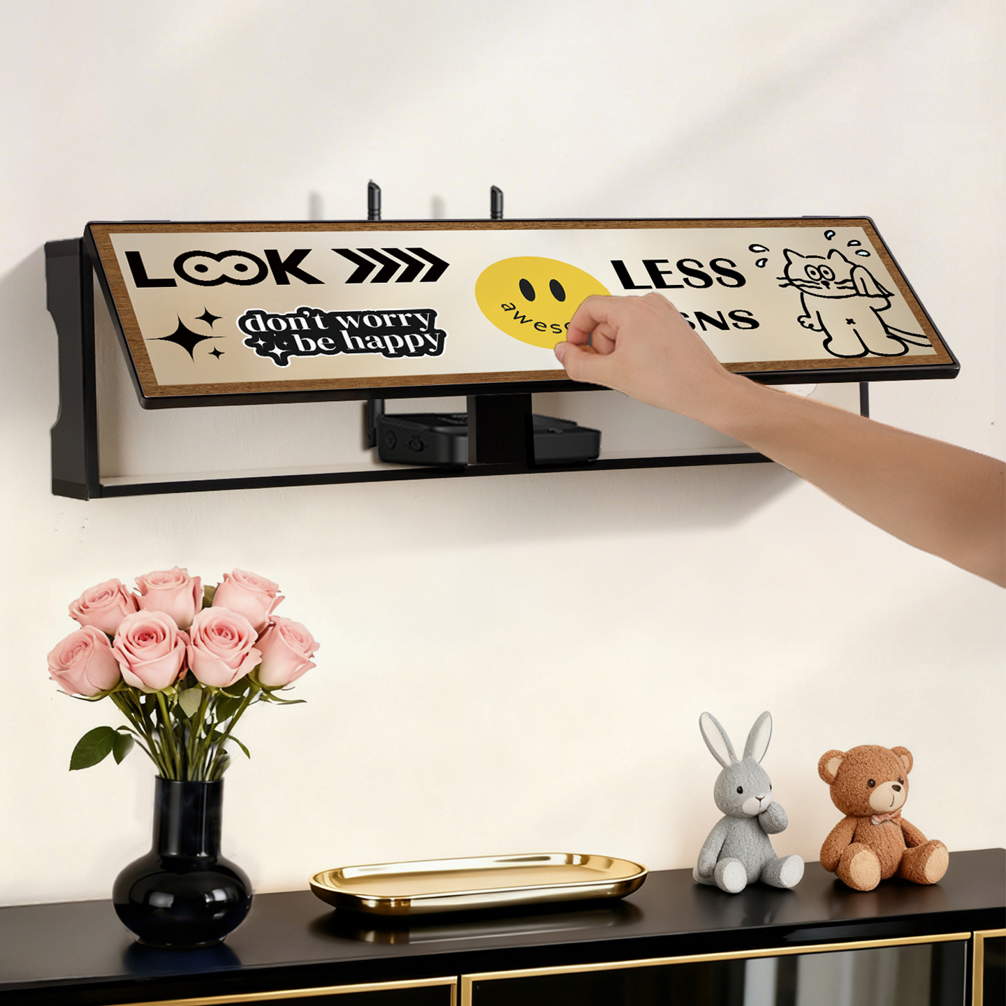 复古插排路由器收纳盒挂墙免打孔