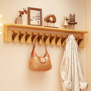 国补玄关实木挂衣架墙上壁挂带板衣帽挂钩卧室创意钢琴键挂衣钩