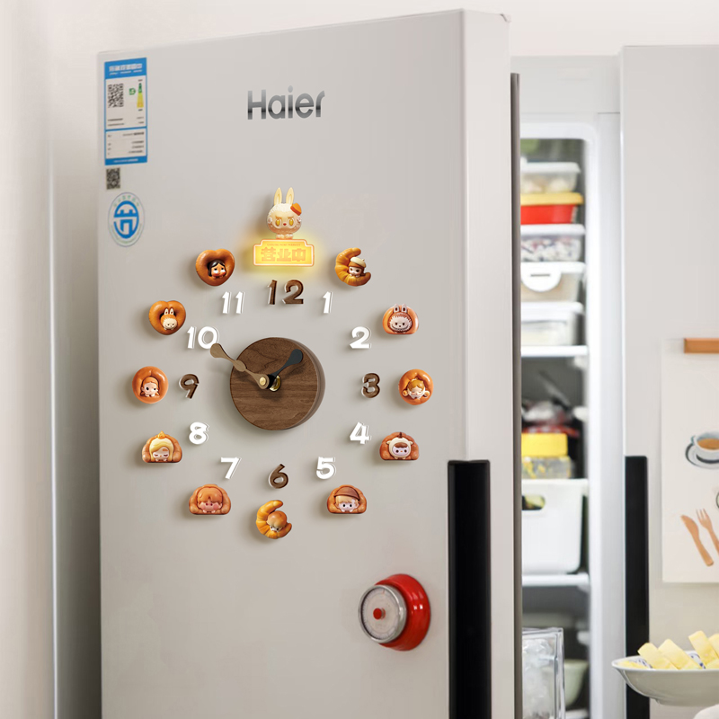 网红面包磁吸时钟创意3d立体钟表