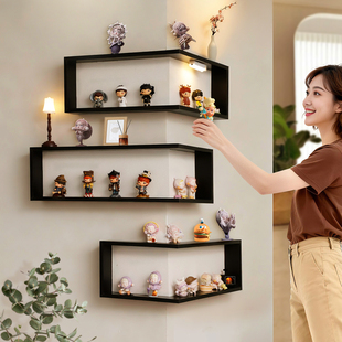 国补小野转角盲盒收纳展示架带防尘萌粒手办置物架拐角挂墙陈列架