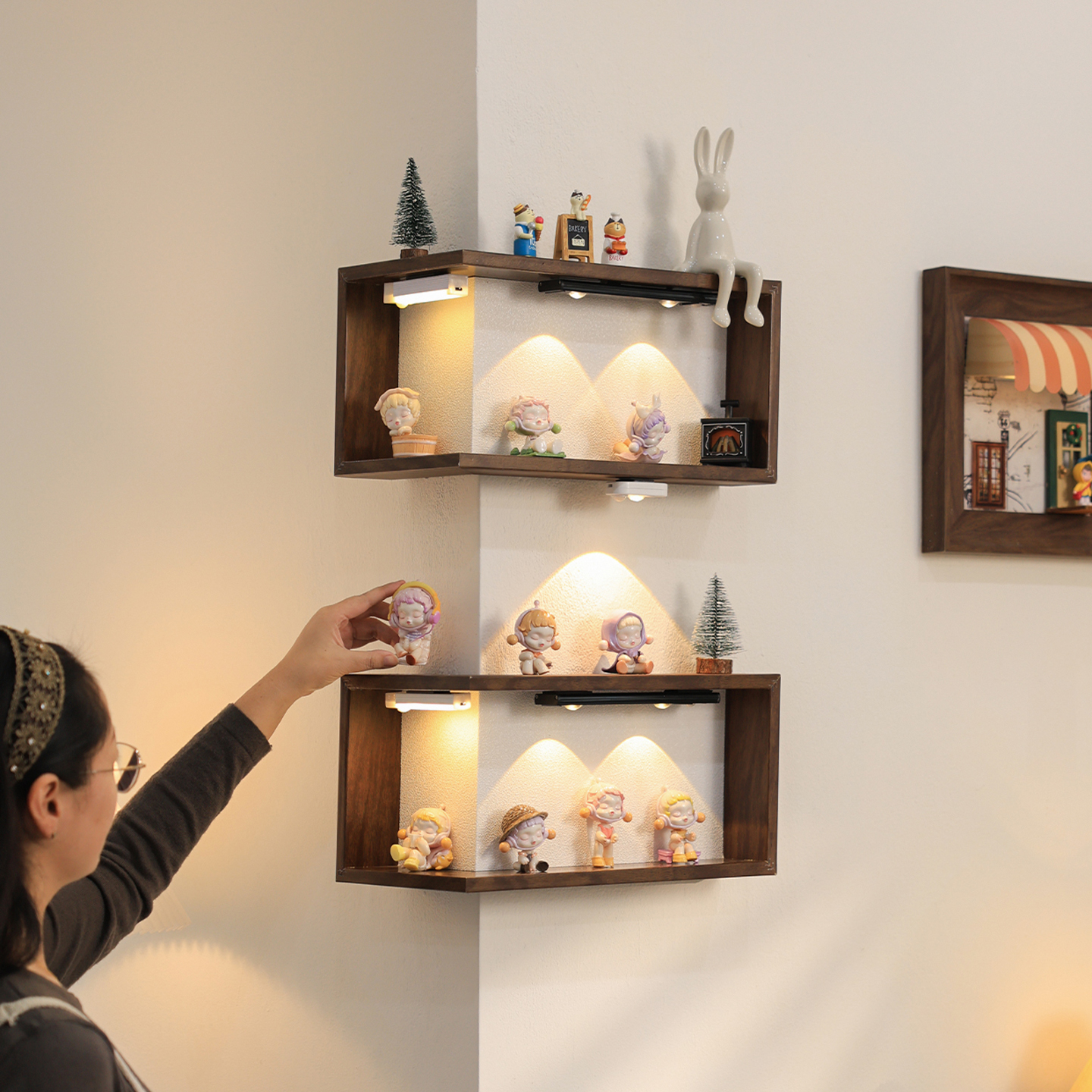 萌粒盲盒收纳转角置物架展示架