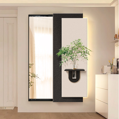 黑白简约隐藏式全身镜玄关装饰画