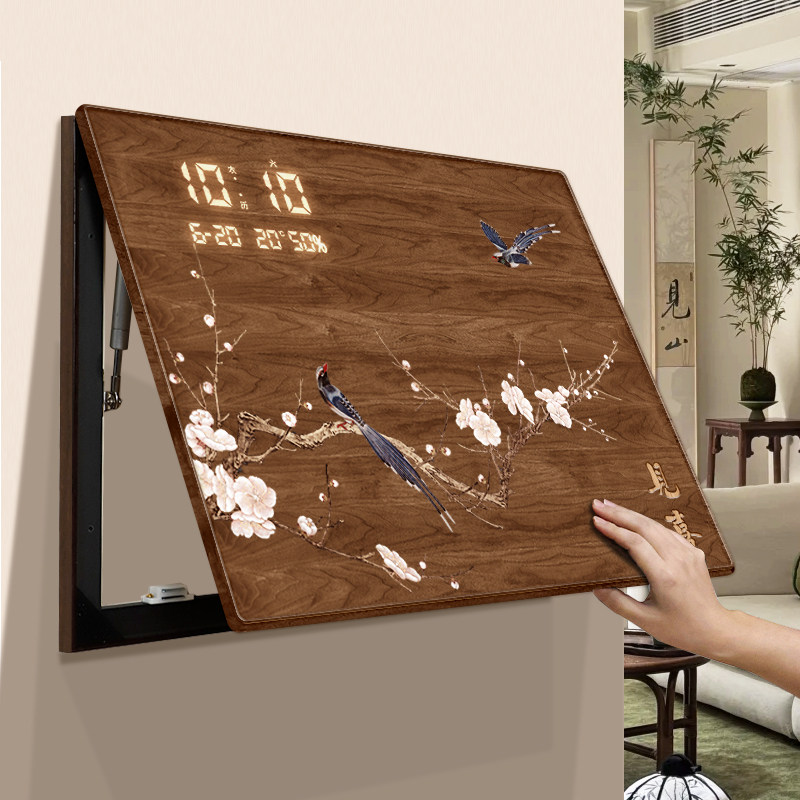 新中式电表箱装饰画万年历电子钟