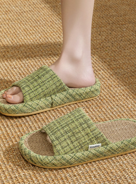日式亚麻拖鞋女款家居情侣春秋四季男士招待客人备用棉麻拖鞋透气