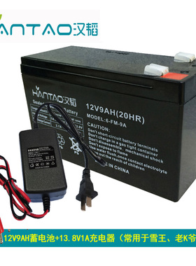 汉韬12V9AH蓄电池雪王气模K老爷人偶风机用电瓶照明配件含充电器