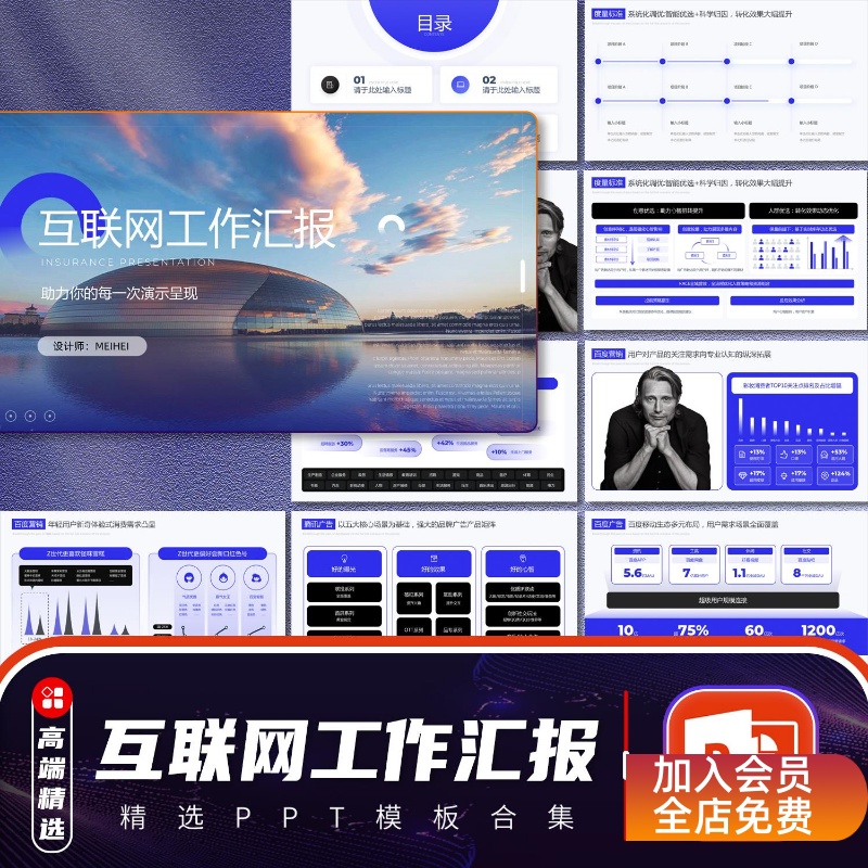 PPT模板动态互联网商务工作汇报活动运营计划营销方案商业计划书