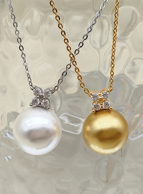 S925纯银女款四叶草珍珠吊坠项链