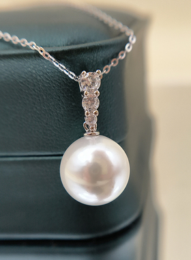 S925纯银大颗白色母贝珍珠吊坠