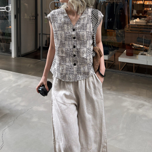 高定立体剪裁 衬衫 纯亚麻 宽松显瘦无袖 马甲背心 童趣减龄 韩国单