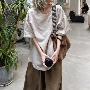 韩国单 极简风松弛感慵懒风 经典永不过时 大码亚麻宽松衬衫