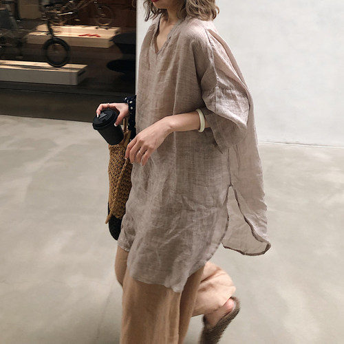 断货王！新中式国风禅意苎麻炒色中长款茶服衬衫 独家现货速发