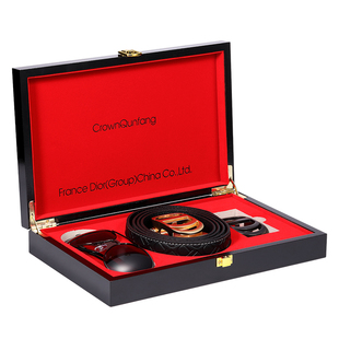【官方正品】Crown QunFang/冠群芳双面皮腰带礼盒