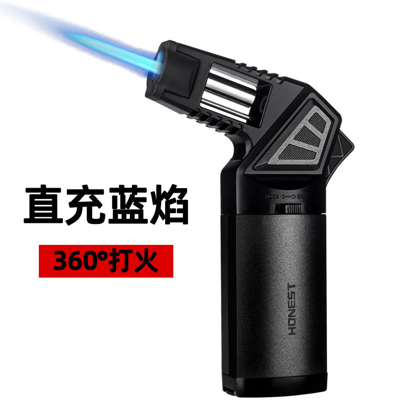 百诚直充蓝焰打火机雪茄点烟器家用高温小型喷枪焊枪个性点火器潮