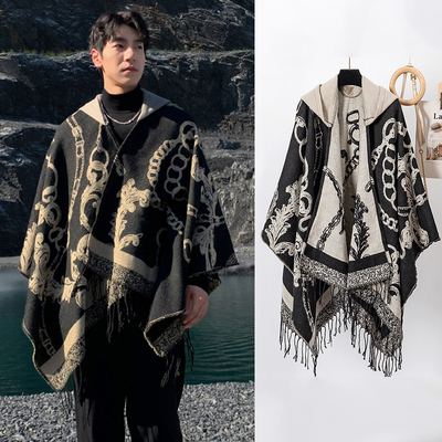 外搭大披肩斗篷披风毛毯子男女带帽子一体厚围巾云南新疆旅游穿搭